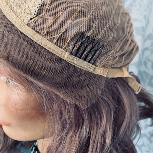 Dusty Rose Lace Front Synthetic Curly Lob Wig Size OS - Picture 13 of 13